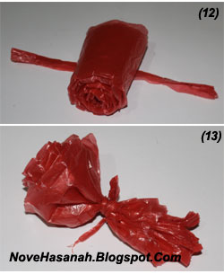 cara mudah untuk membuat bunga mawar dari kantong plastik bekas 7