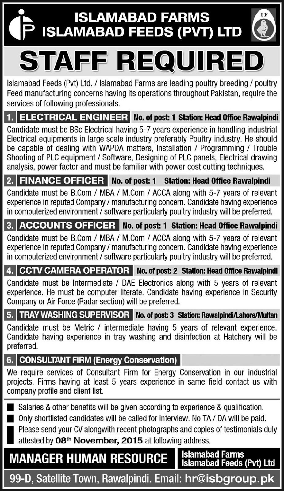 Engineering/Finance/Accounts/CCTV Operators etc Staff Required in