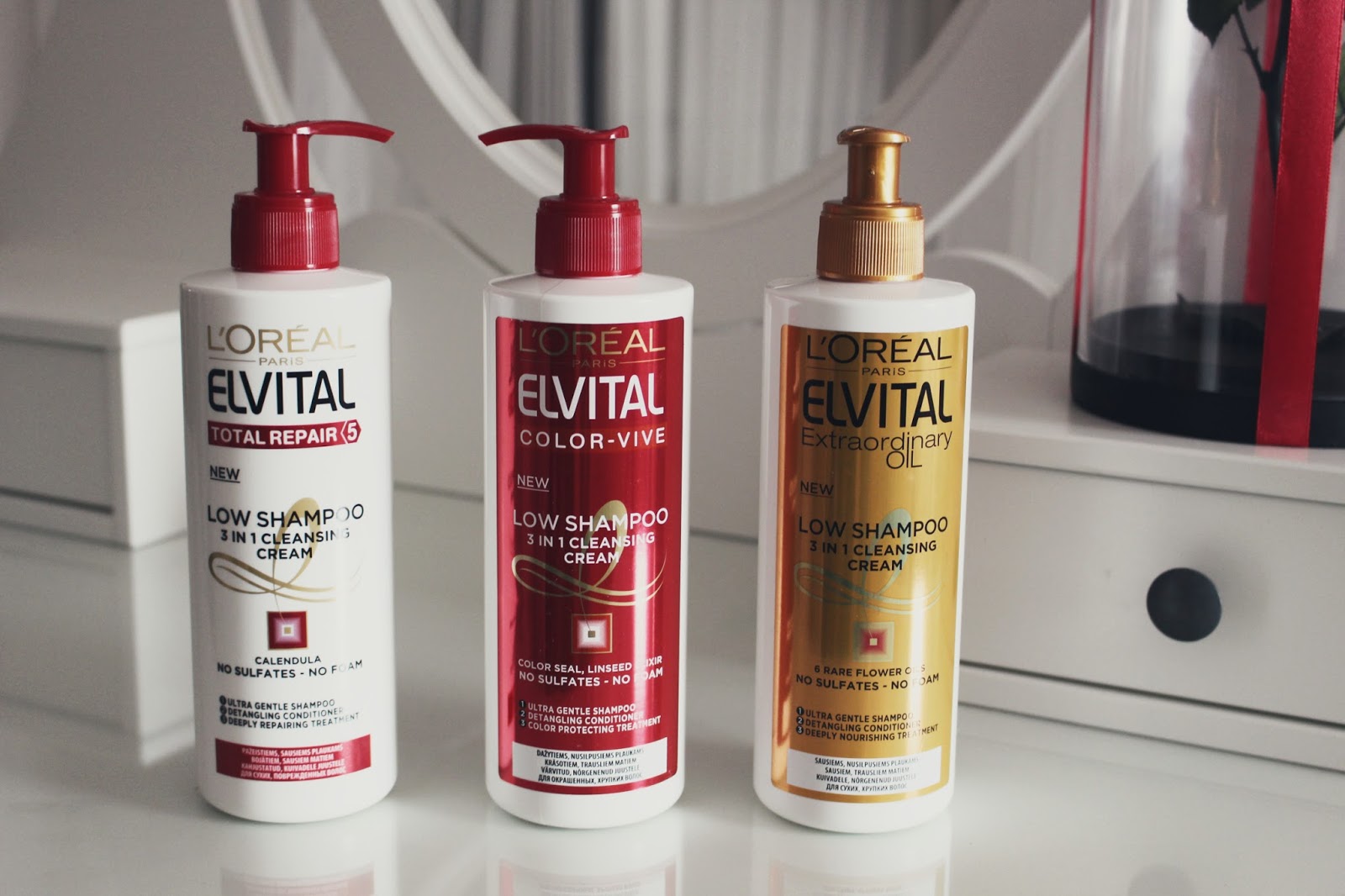 ELVITAL 3 in 1 LOW SHAMPOO ŠAMPŪNAS + KONDICIONIERIUS + KAUKĖ
