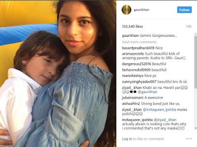 @InstaMag - Gauri Khan showed off "Gemini gorgeousness" by sharing a photograph of her youngest son AbRam and daughter Suhana. gauri-khan-shows-off-gemini-gorgeousness