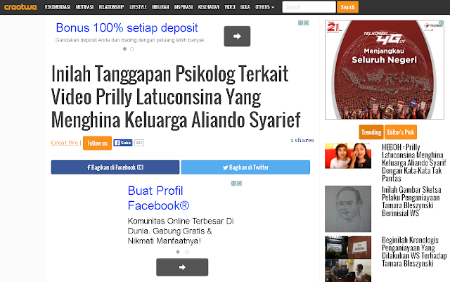 Creatwe.com Website Kreatif Yang Mengusung Berita Populer dan Viral Indonesia