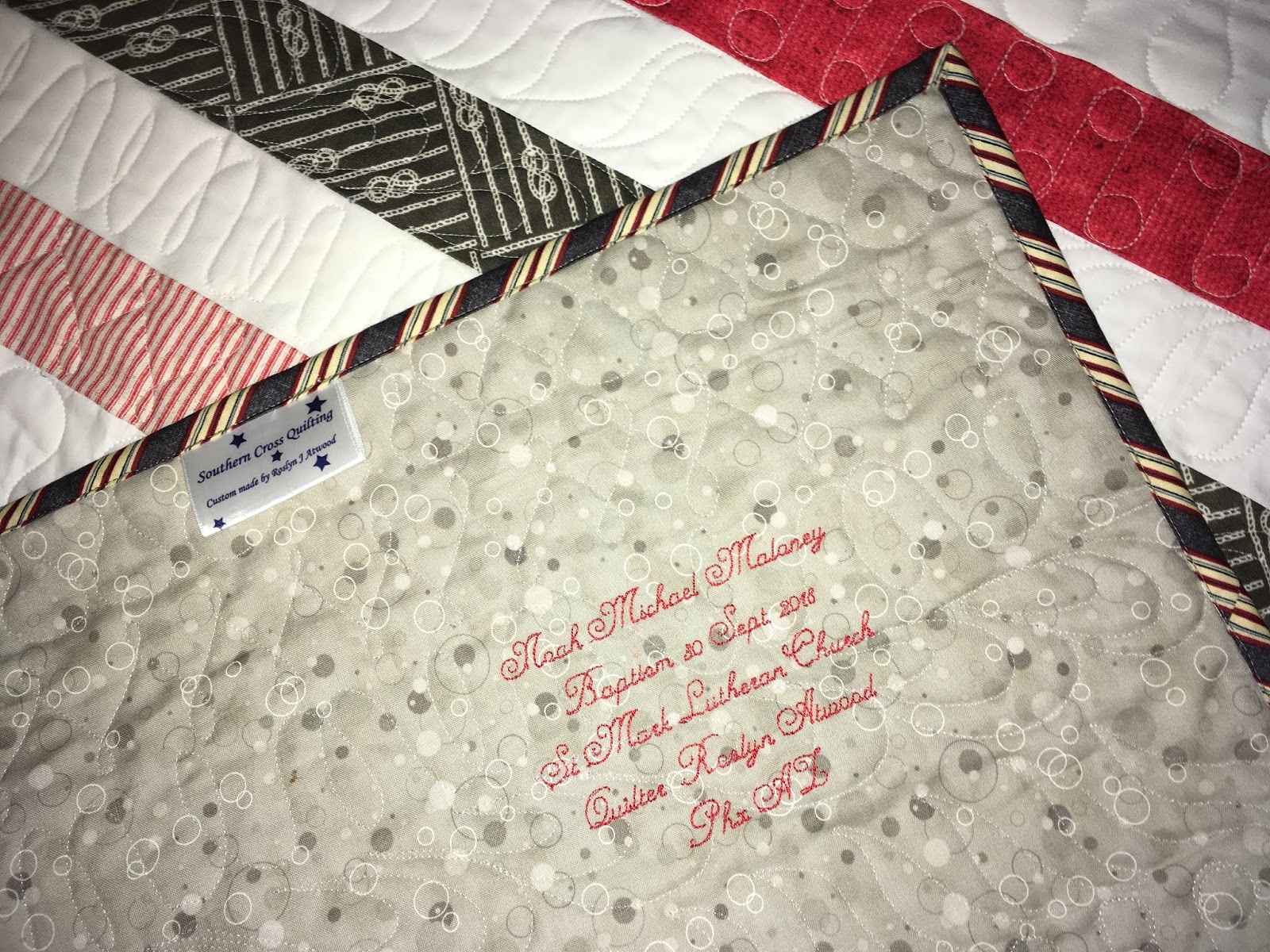 Rosthequilter, quilting is my sanity……. Baptism Quilt For A Boy