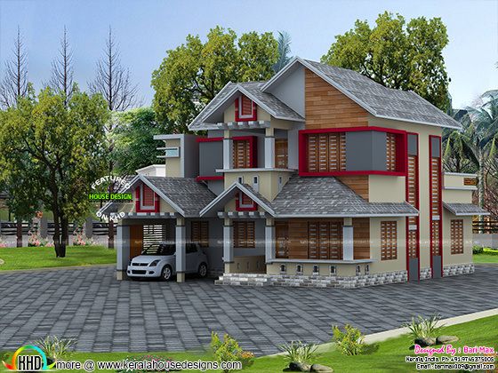 2080 sq-ft sloping roof style modern home