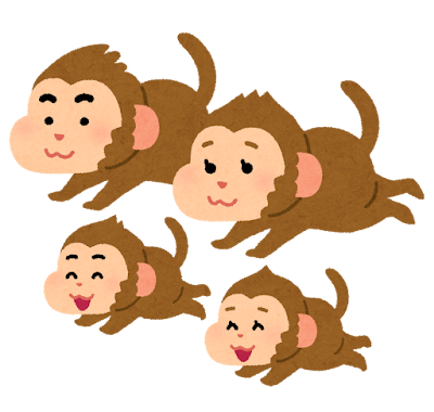 猿の家族のイラスト（申年・干支）