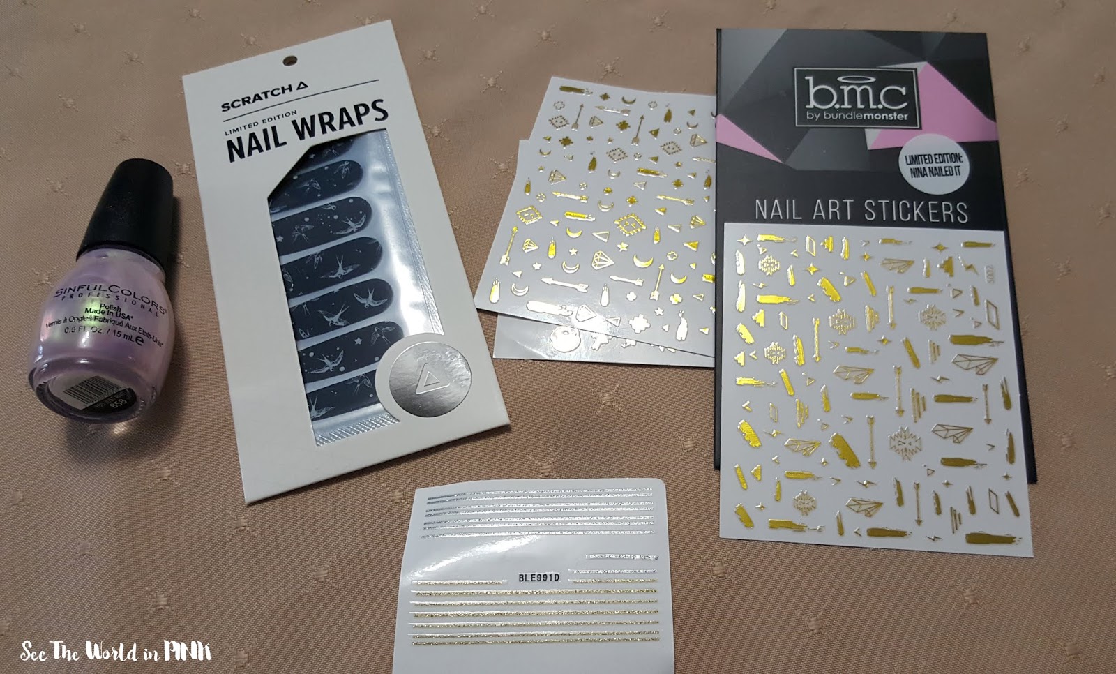Manicure Monday - Scratch x NinaNailedIt Summer Nights Nail Wraps with Gold Accents! 