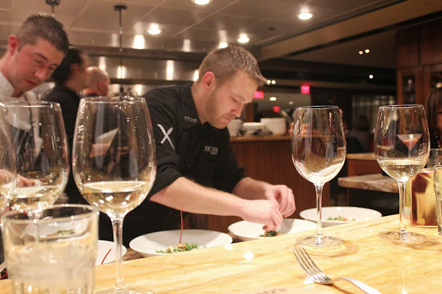 Prepping lobster ravioli at BOKX 109, Newton, Mass.