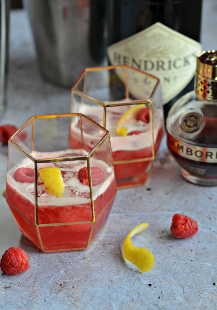 Raspberry Chambord and Gin sour