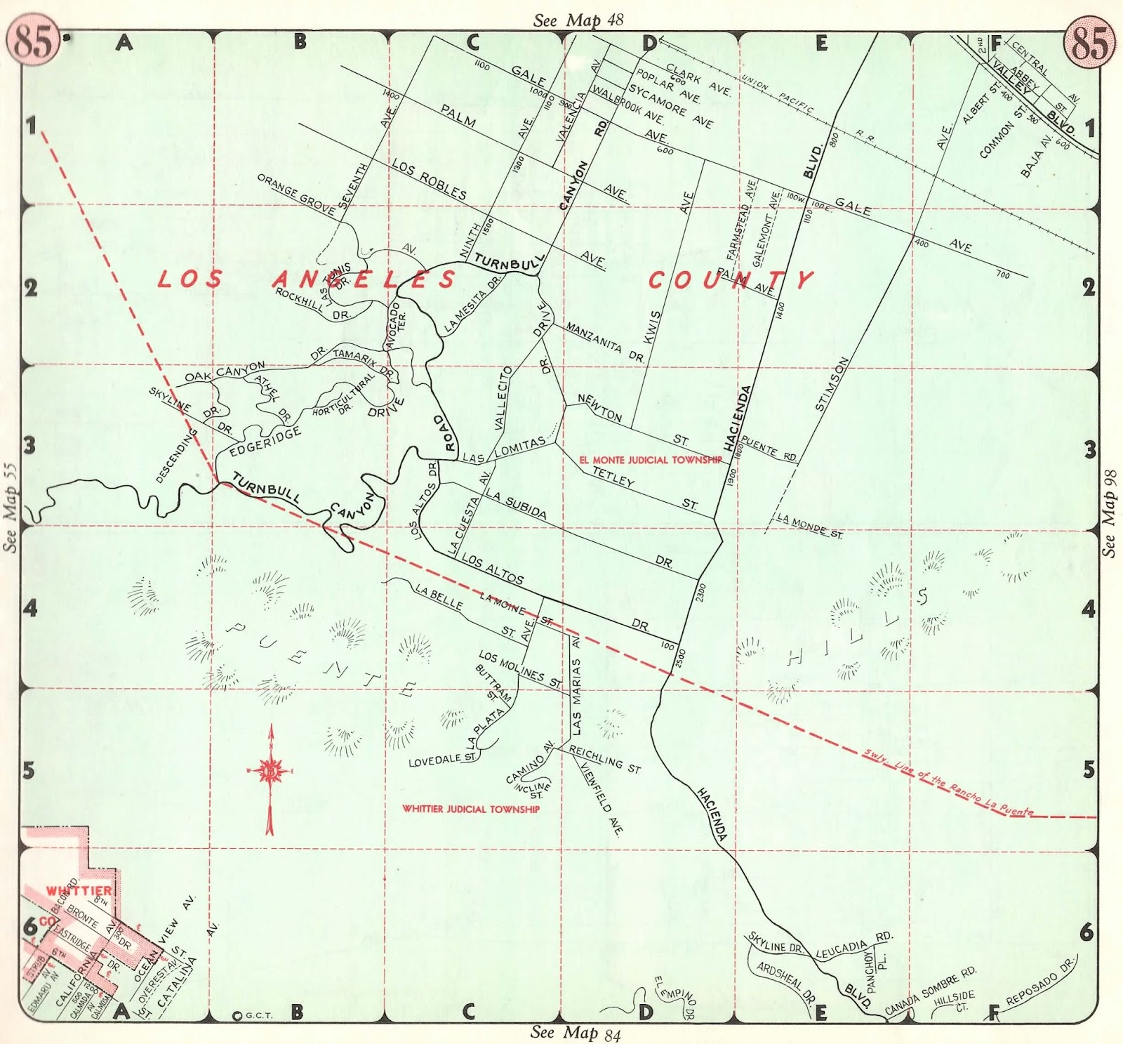 EAST SAN GABRIEL VALLEY / PUENTE AREA VINTAGE MAPS