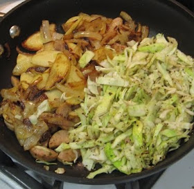 Cabbage, sausage, onion, apple recipe
