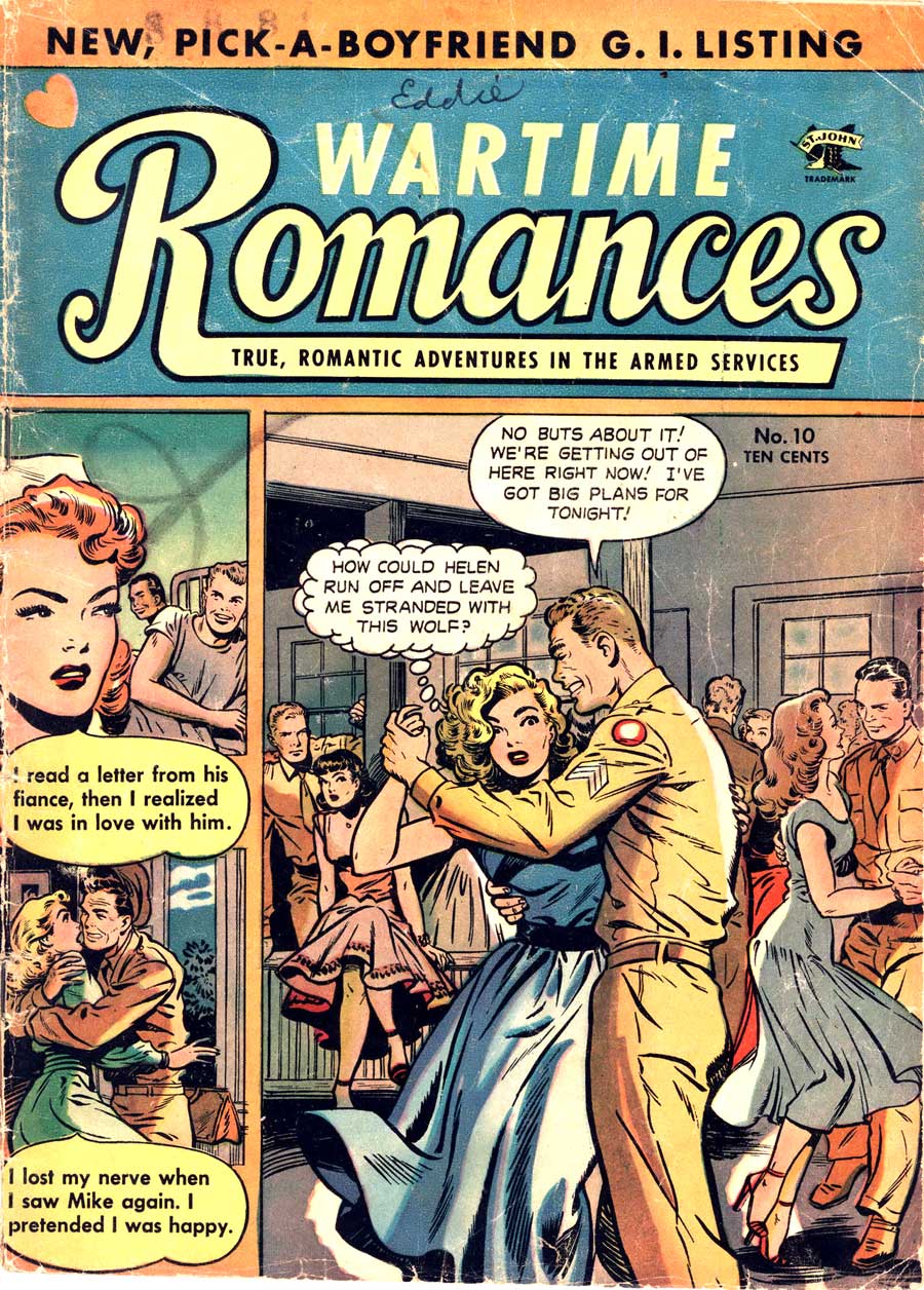 Wartime Romances #10 st. john 1950s golden age romance comic book cover by Matt Baker