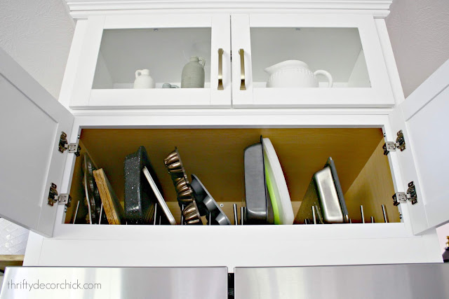 Hack for using cabinet above fridge