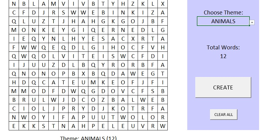 Excel Macro Fun: Excel Word Search