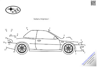 Раскраска-обводилка. Subaru Impreza I