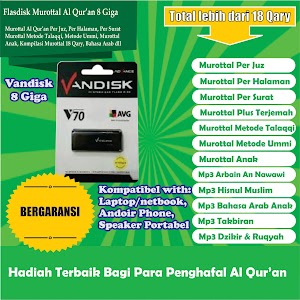 Flasdisk Murottal Al Qur'an 8 Giga Merk Vandisk Flasdisk Murottal Al Qur'an 8 Giga Merk Vandisk