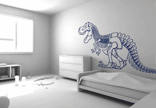 Decoración con vynil para habitaciones de niños con dinosaurio