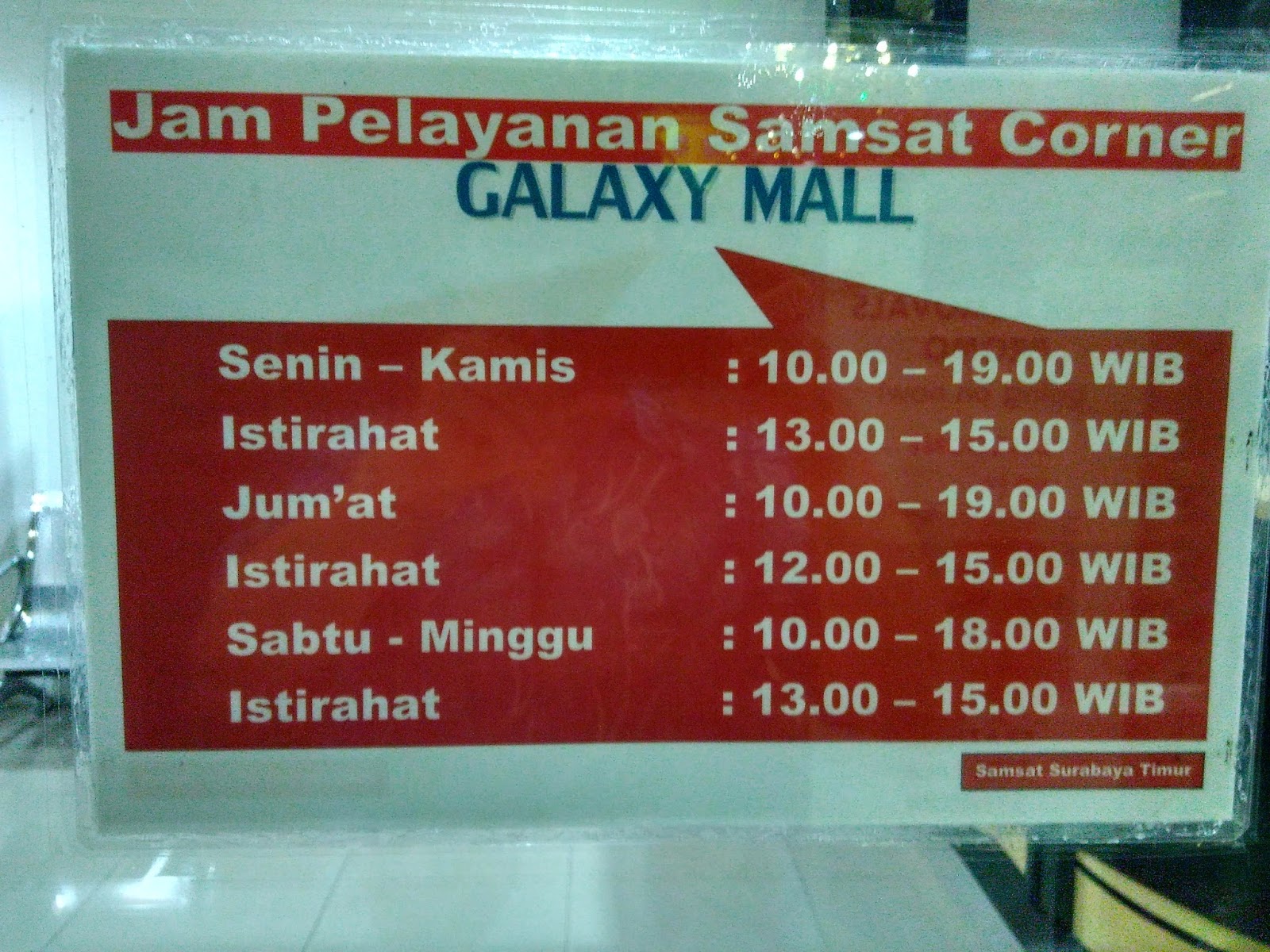 Blessed to be a Blessing... Jam buka / Jam kerja operasional Samsat