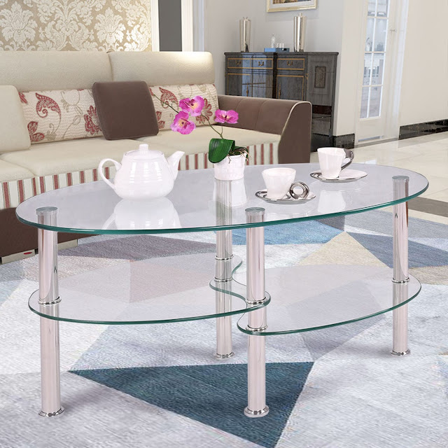 Deal: Tempered Glass OvalSide Coffee Table-Transparent – $52.99