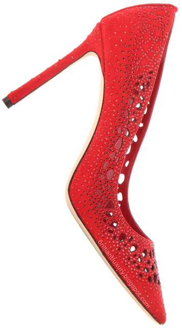 Brilliant Luxury ♦ Jimmy Choo Memento Romy red embellished suede pumps