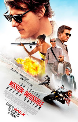 Mission Impossible 5 movie poster showcasing Tom Cruise performing a daring stunt