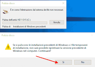 Eliminare la versione precedente di Windows