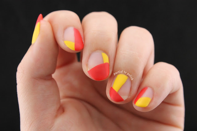 OPI Red and Yellow Negative Space Colour Blocks