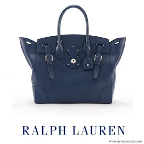 Crown Princess Victoria carried Ralph Lauren Navy Nappa Leather Soft Ricky bag