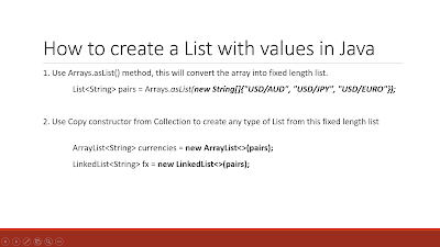 java initialize list arraylist declare values arrays length fixed linkedlist array create aslist example visit