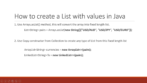 How to declare and initialize a List with values in Java (ArrayList ...