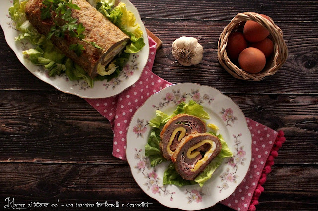 POLPETTONE RIPIENO IN PADELLA CON FIOCCHETTO ARROSTO, CACIOCAVALLO E FRITTATA