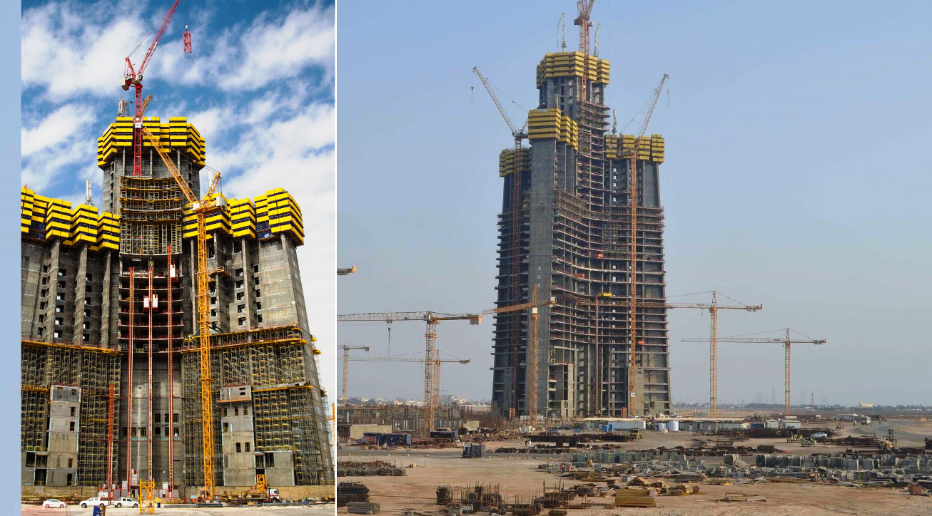 В москве завершено строительство башни. Стройка Jeddah Tower. Стройка башни Джидды. Башни капитал Тауэр. Башня Джидда фундамент.