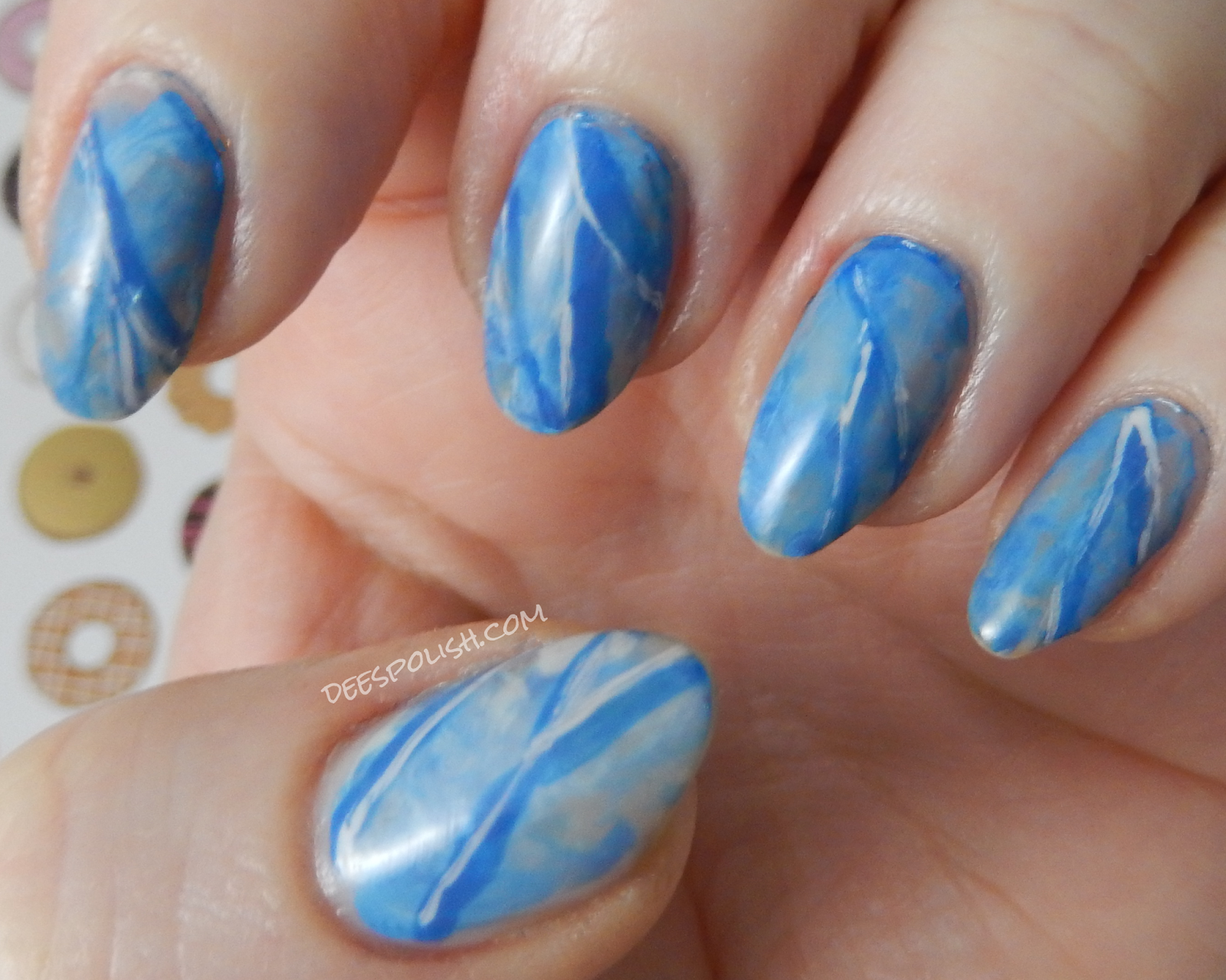 2. Neon Blue Marble Nails - wide 3