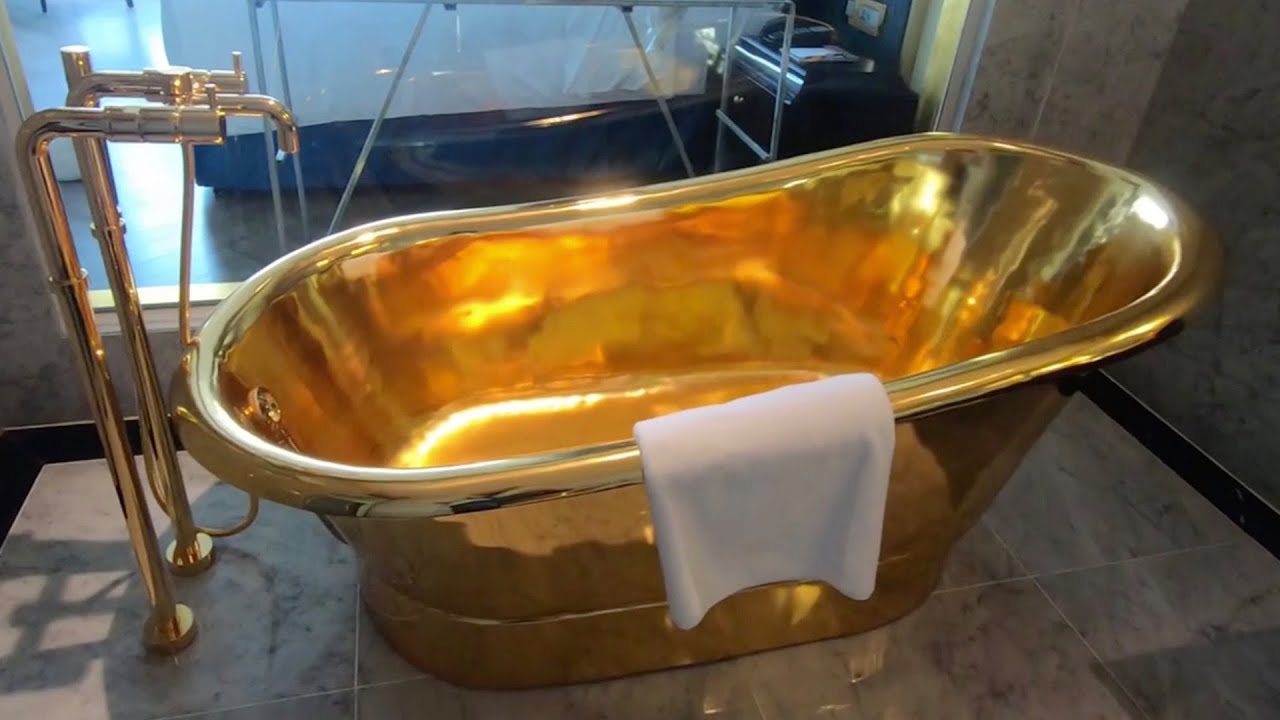 Gold Bath tub inside worlds first gold plated hotel