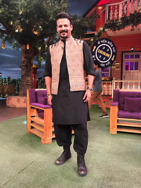 Actor Vivek Oberoi wearing Fahd Khatri in The Kapil Show Actor Vivek Oberoi wearing Fahd Khatri in The Kapil Show