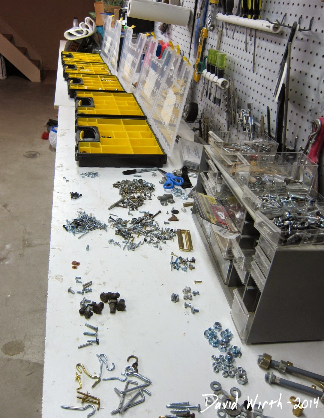 sorting parts into cases, workshop, tools, how to organize