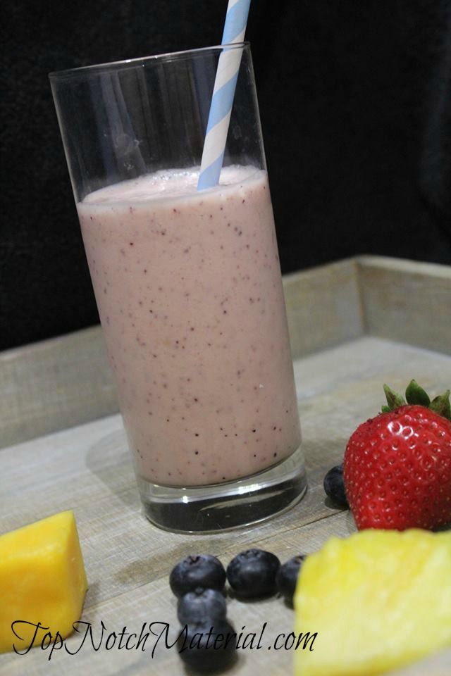 Top Notch Material Strawberries Mango Smoothie with Pineapples, and