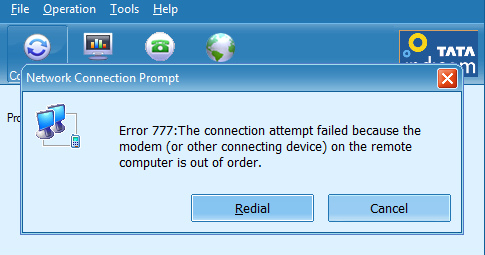 Error 777 :The Connection Attempt failed due to Remote Computer Out of Order Error 777 :The Connection Attempt Failed Due To Remote Computer Out Of Order