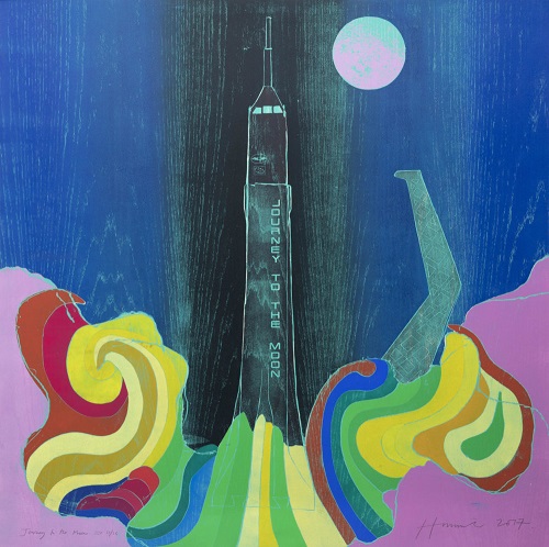 Tom Hammick - "Journey to the Moon", 2017 | arte, inspiration, printmaking, coolstuff | art selecta Tom Hammick - "Journey to the Moon", 2017 | imagenes de obras de arte bellas, bonitas chidas, cuadros, art pictures, cool stuff