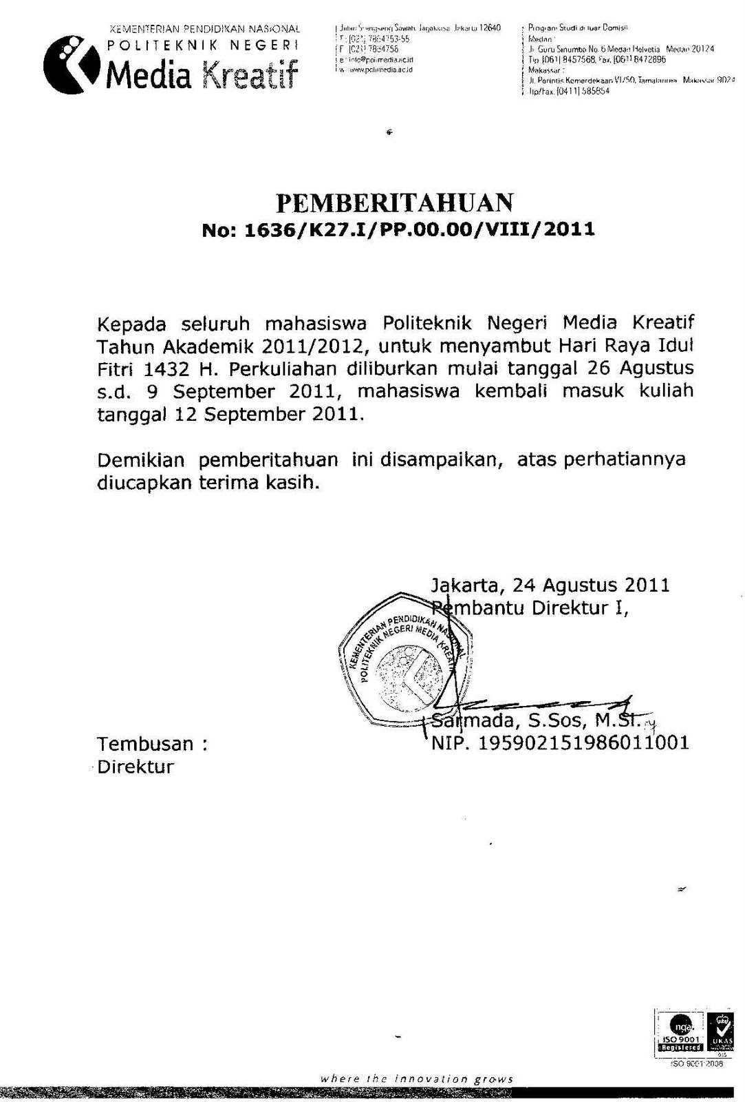 Contoh Email Pemberitahuan Libur Lebaran - Contoh Main