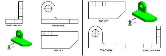 View Sequence of First Angle vs Third Angle Projection