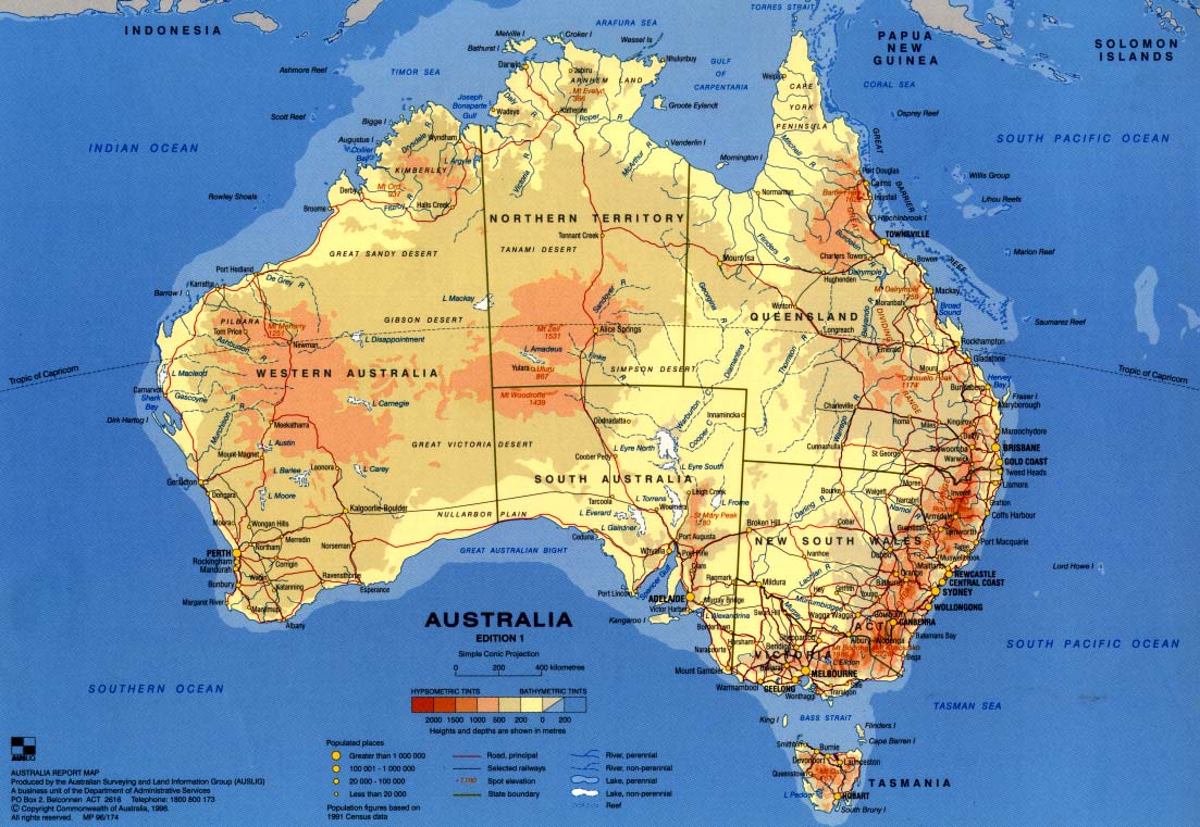 Online Maps: Australia Physical Map