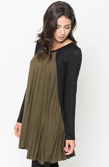 Buy Now Two Tone Baseball Draped Tunic Online $28