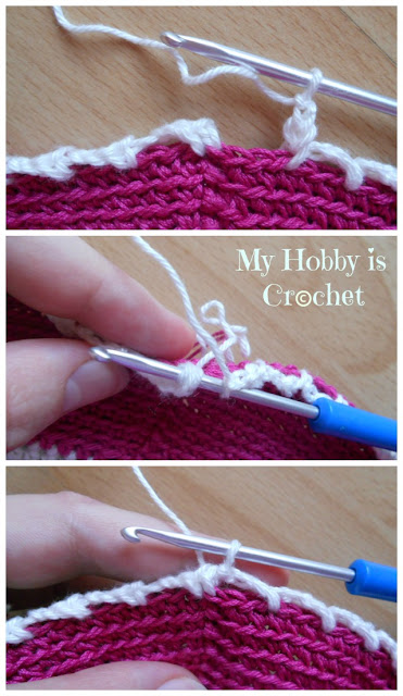 Edging with twisted single crochet and chains