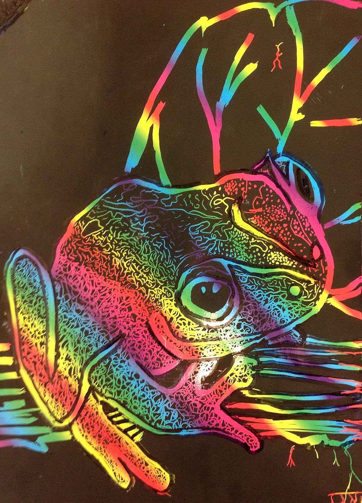 MIXED MEDIA SCRATCH ART Frogs