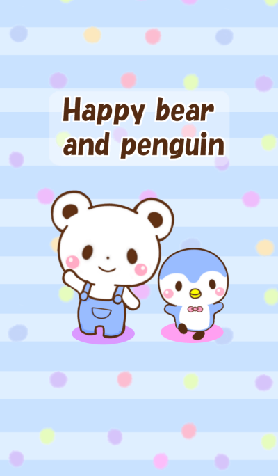 Happy bear and penguin