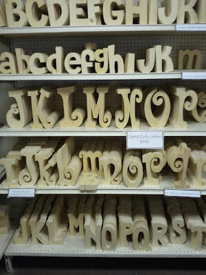 Wooden letters on a shelf, from Fun Cheap or Free