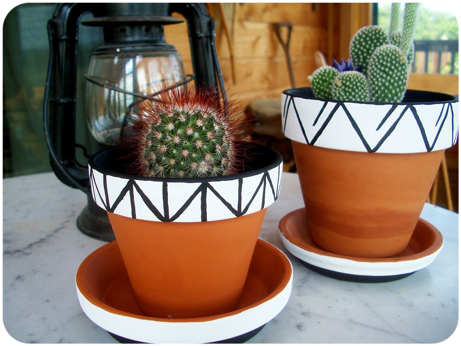 Halfway To Hipster Painted Geometric Flower Pots