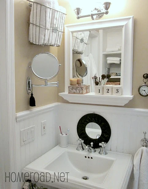 Tiny bathroom storage and organizing solutions.