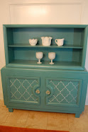 Hand-painted turquoise hutch