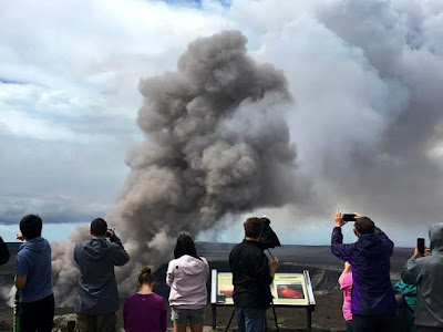visitors at Kilauea volcano photo by J. Wei