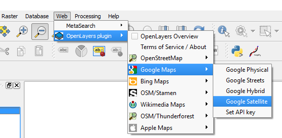Adding Google Satellit Imagery with Openlayers plugin
